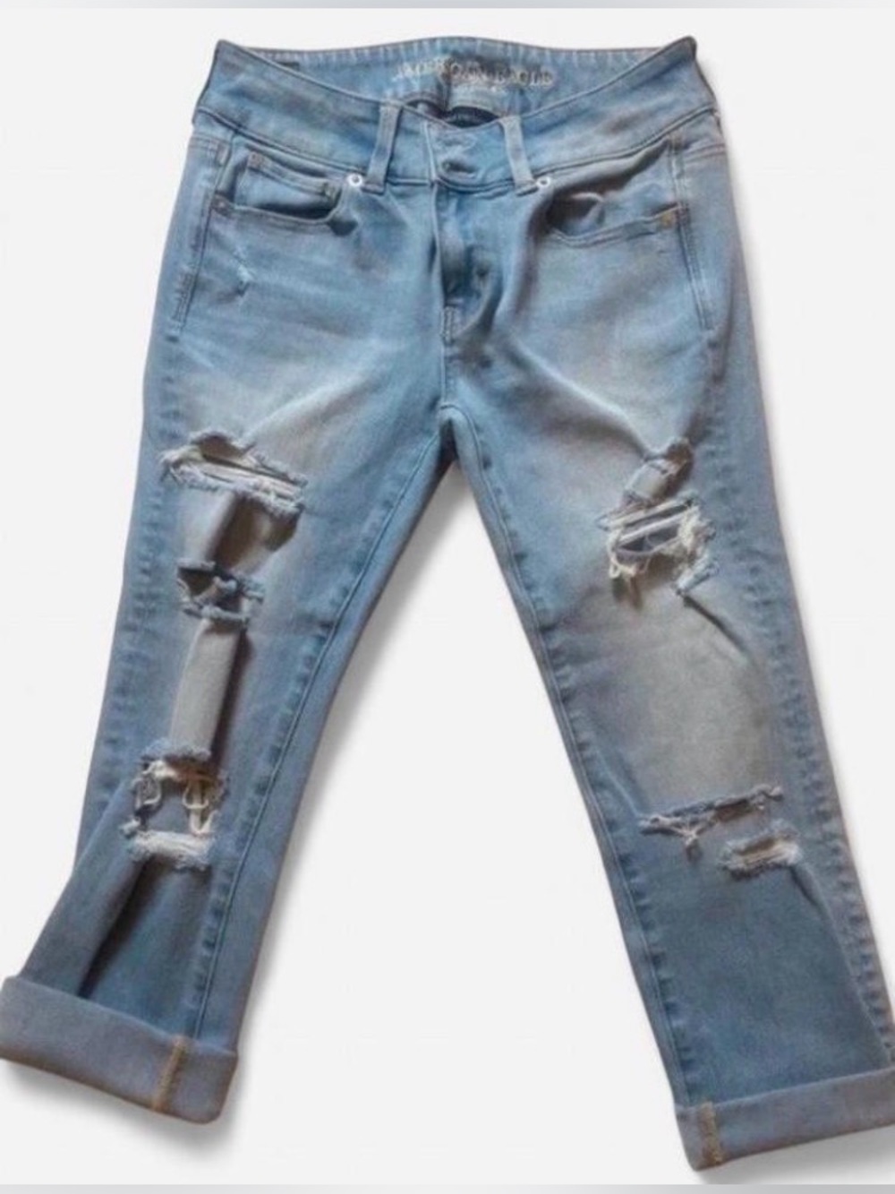 American Eagle Outfitters Ripped Light Blue Capris